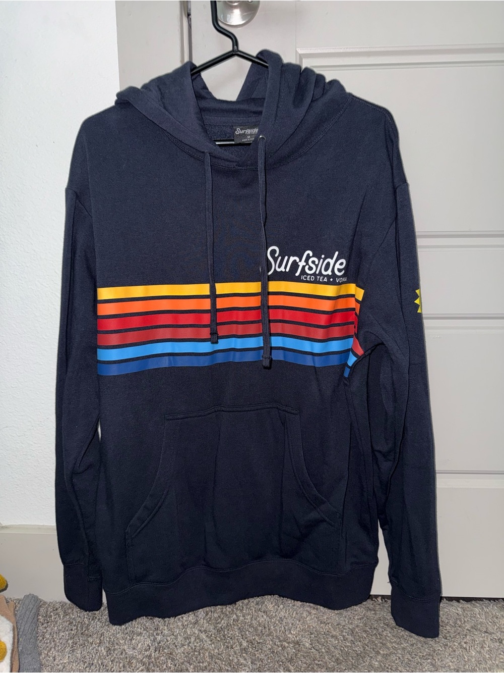 Men's Navy Surfside Hoodie with Retro Stripe
